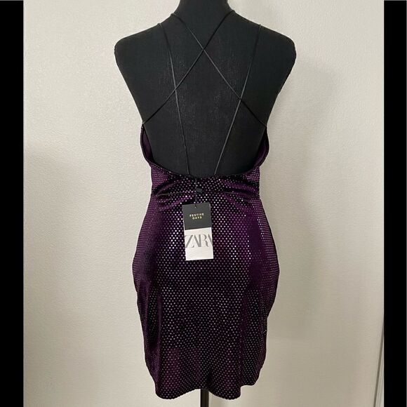 NWT Zara Ring Detail Shiny Dress - Picture 7 of 10